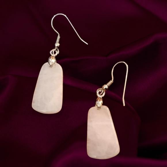 Amore Rose Quartz Semi Precious Stone Earrings - Picture 5 of 11